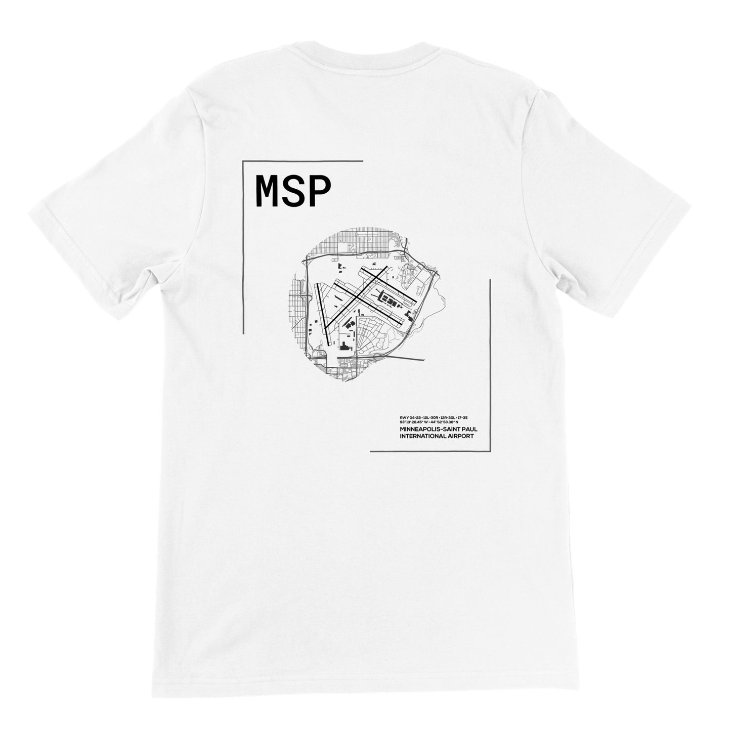 White MSP Airport Diagram T-Shirt Back