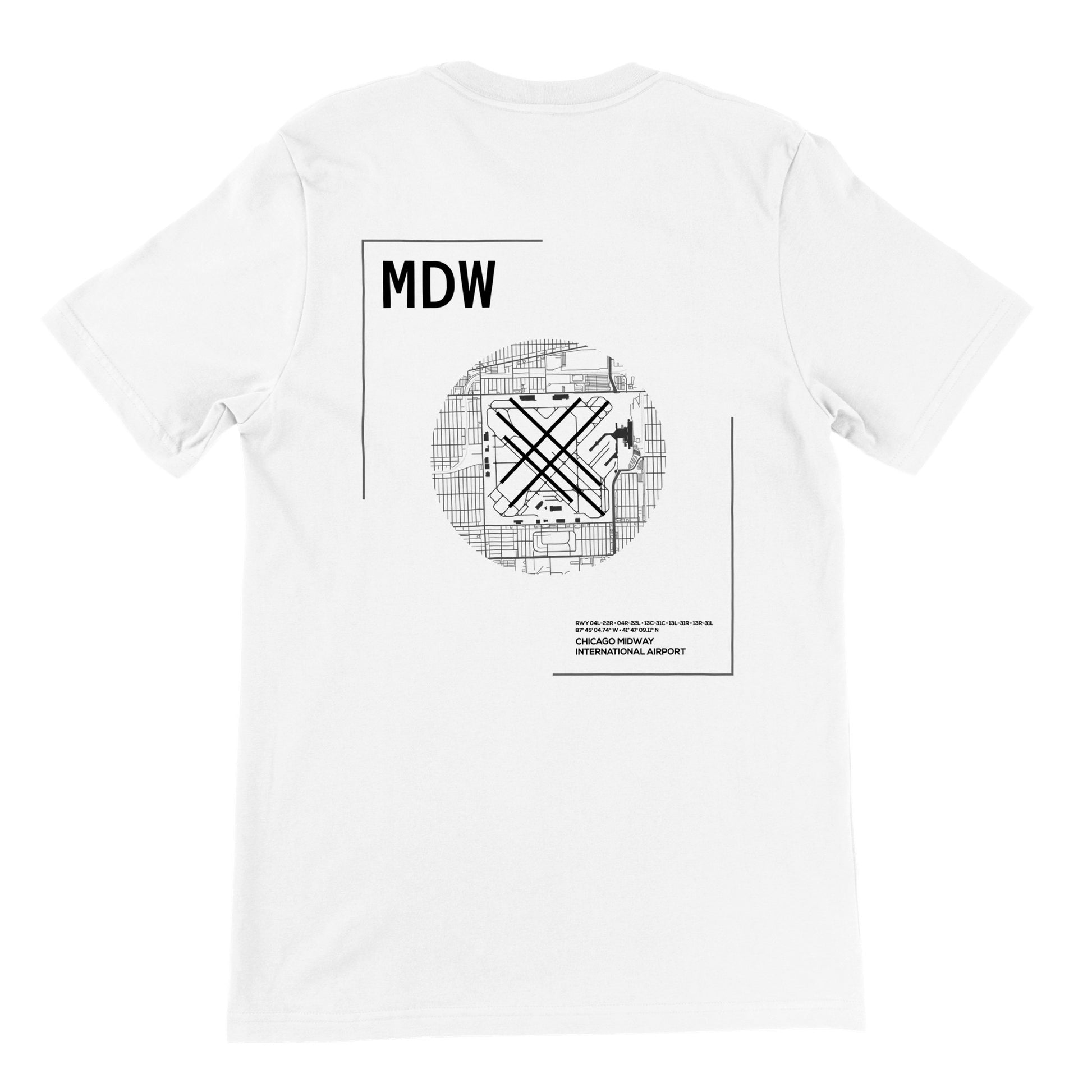 White MDW Airport Diagram T-Shirt Back