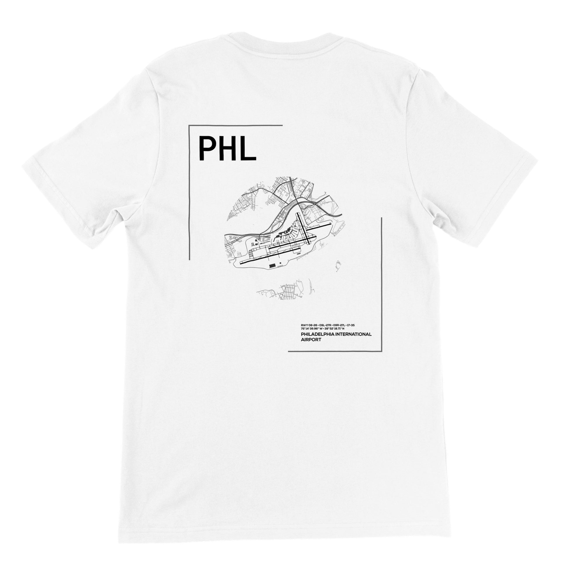 White PHL Airport Diagram T-Shirt Back
