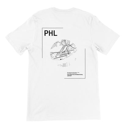 White PHL Airport Diagram T-Shirt Back