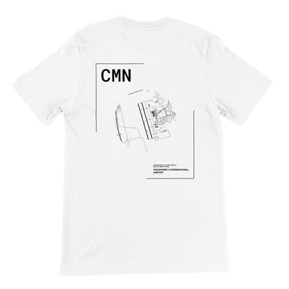White CMN Airport Diagram T-Shirt Back