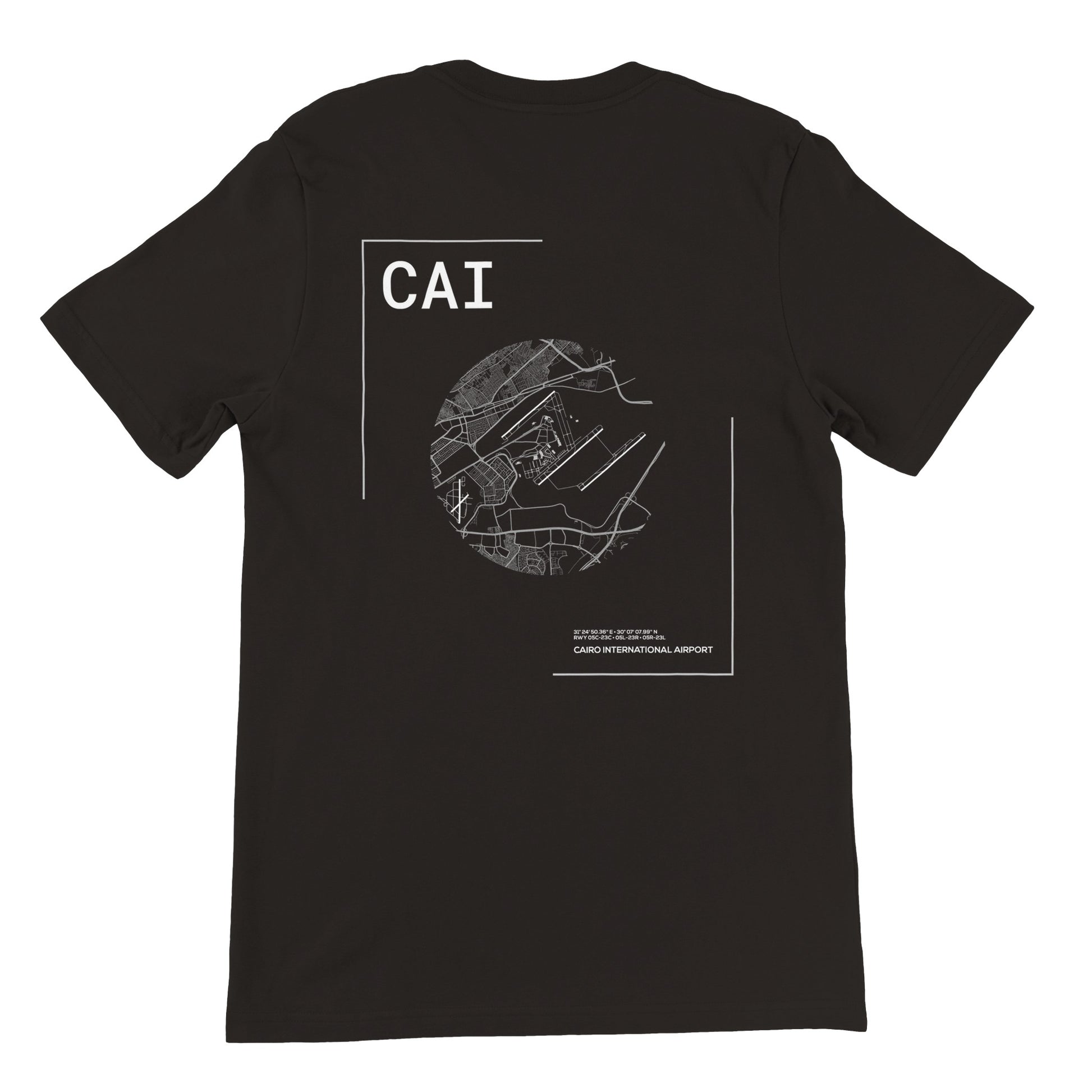 Black CAI Airport Diagram T-Shirt Back