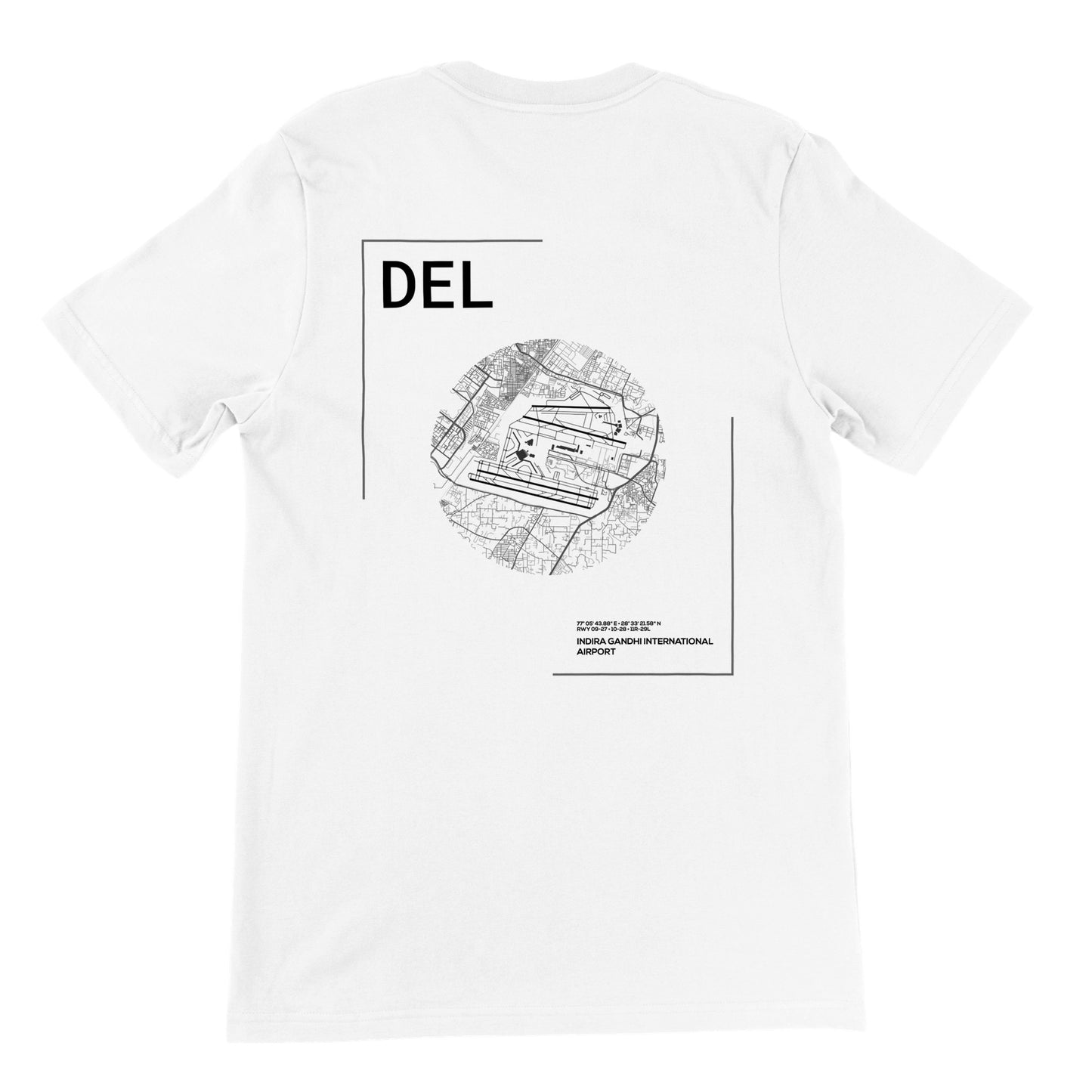 White DEL Airport Diagram T-Shirt Back
