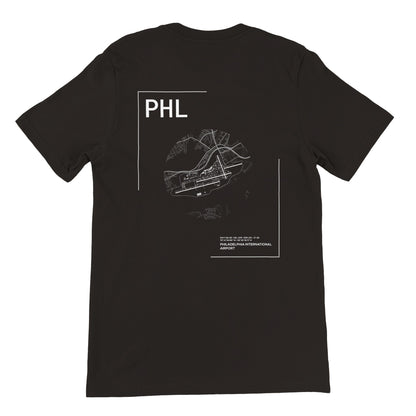 Black PHL Airport Diagram T-Shirt Back