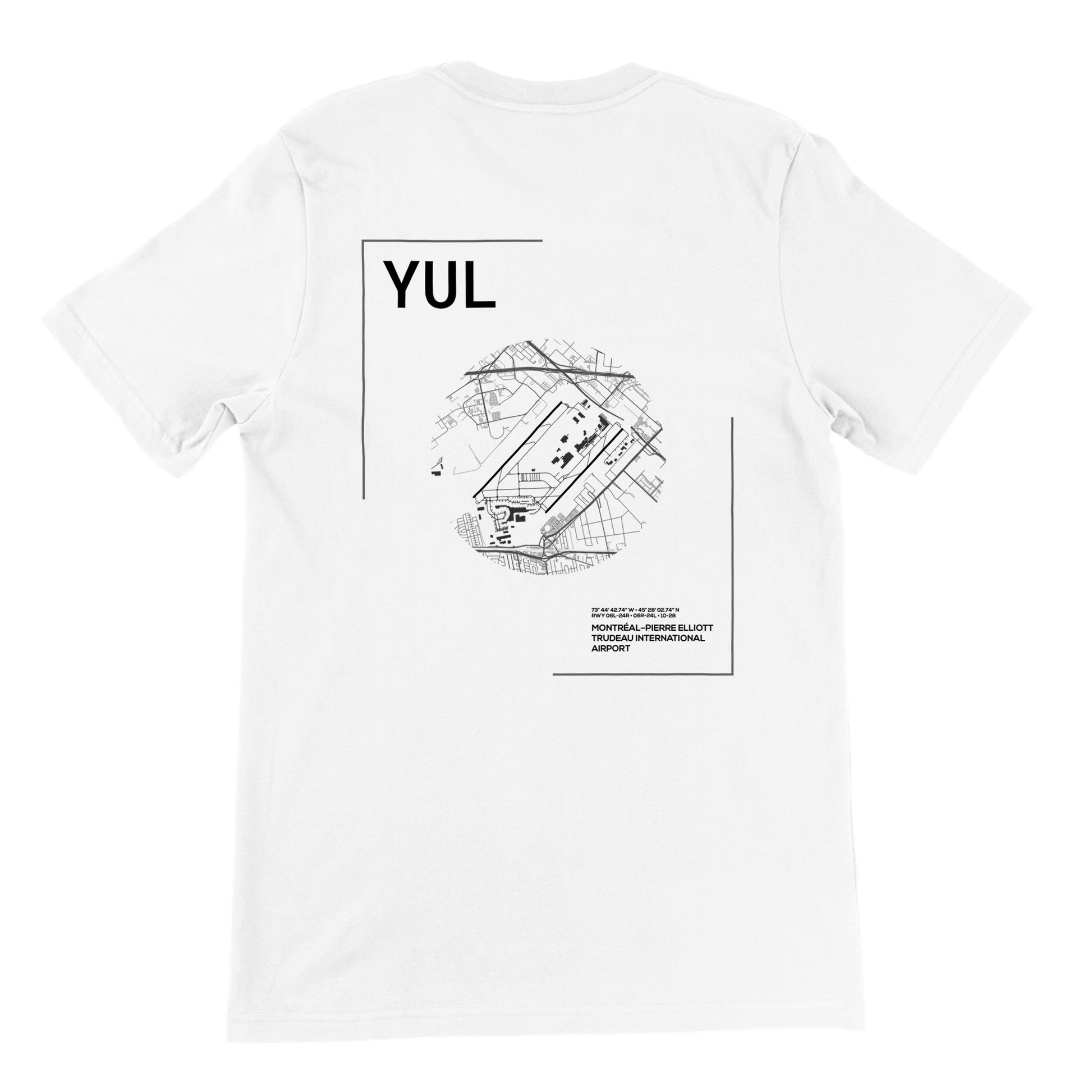 White YUL Airport Diagram T-Shirt Back