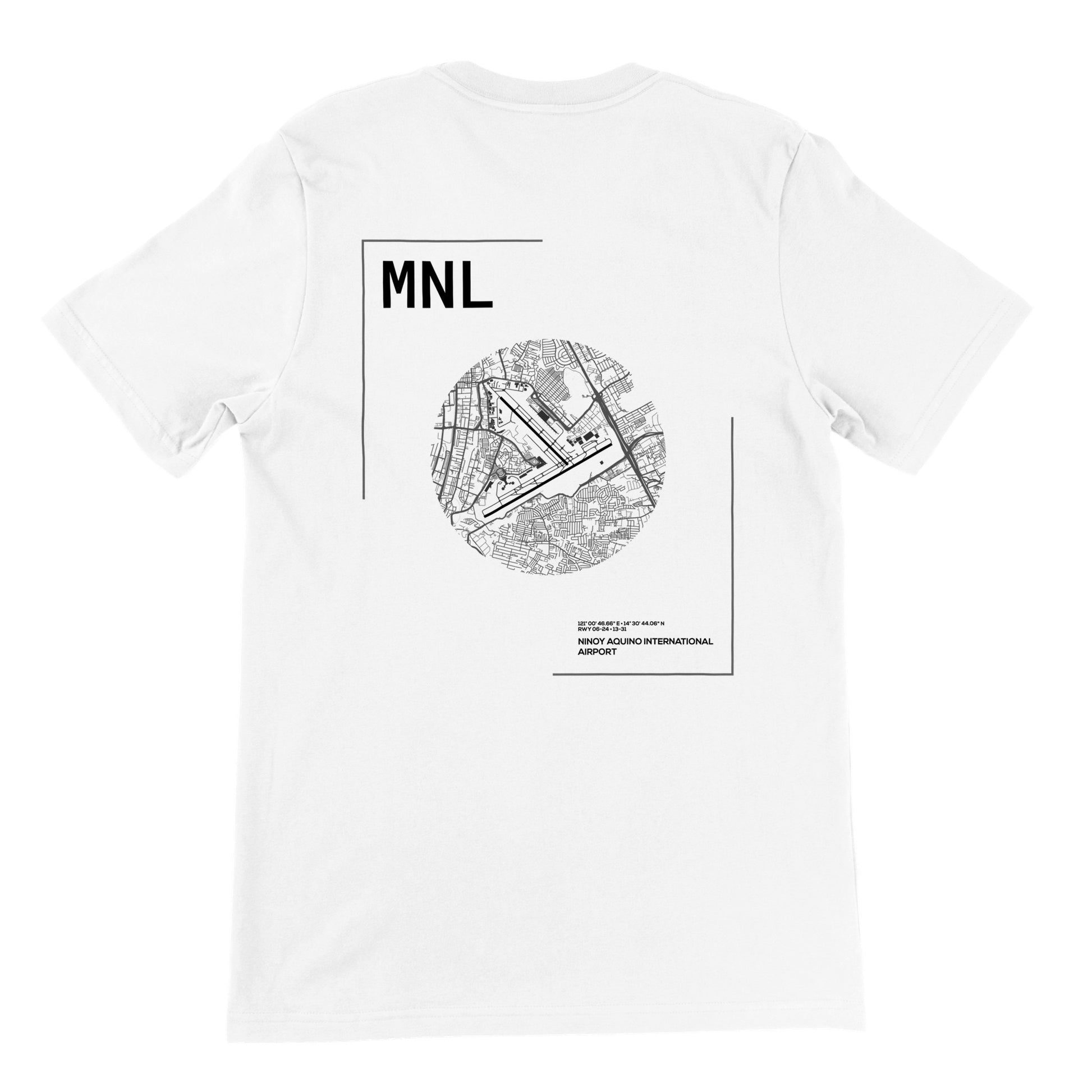 White MNL Airport Diagram T-Shirt Back