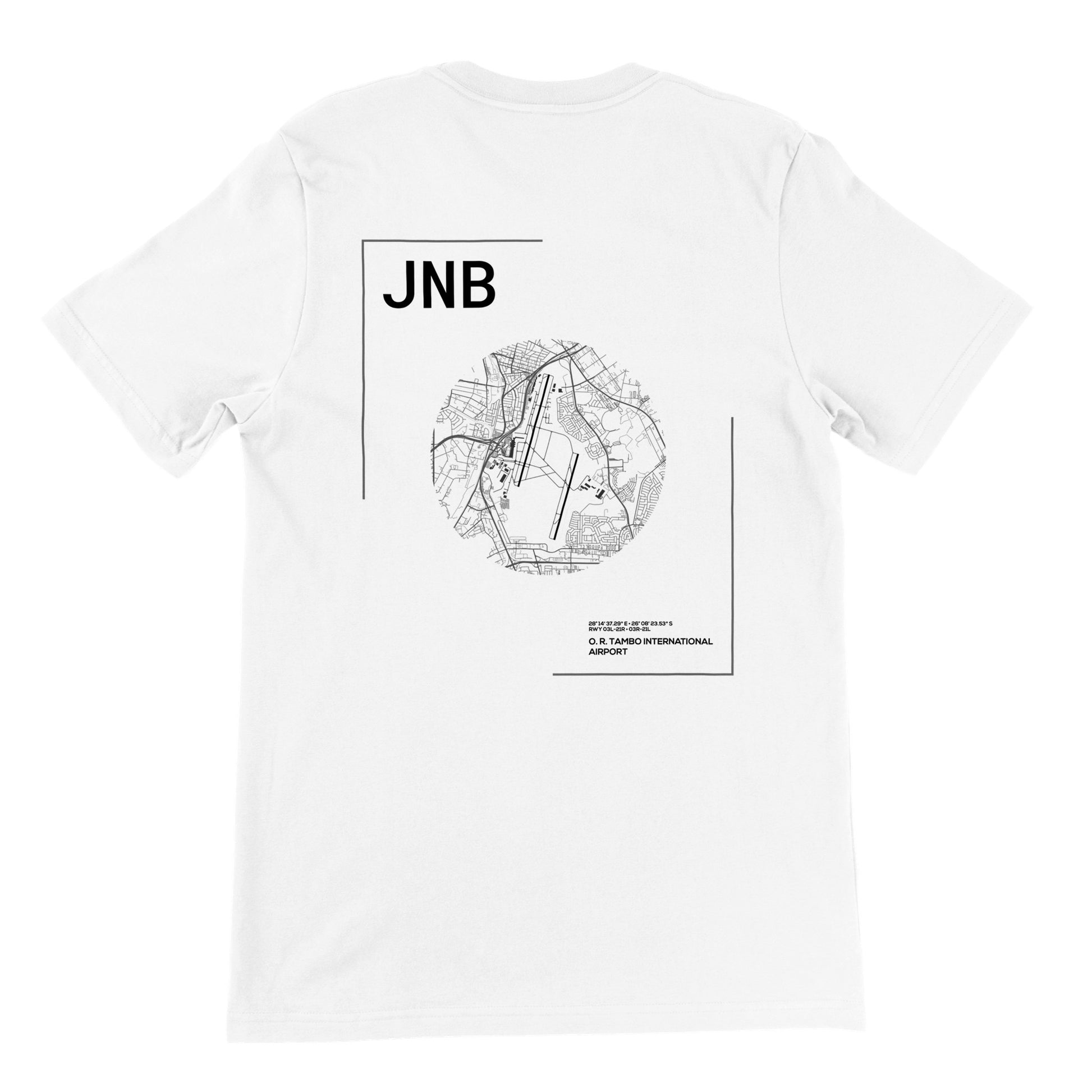 White JNB Airport Diagram T-Shirt Back