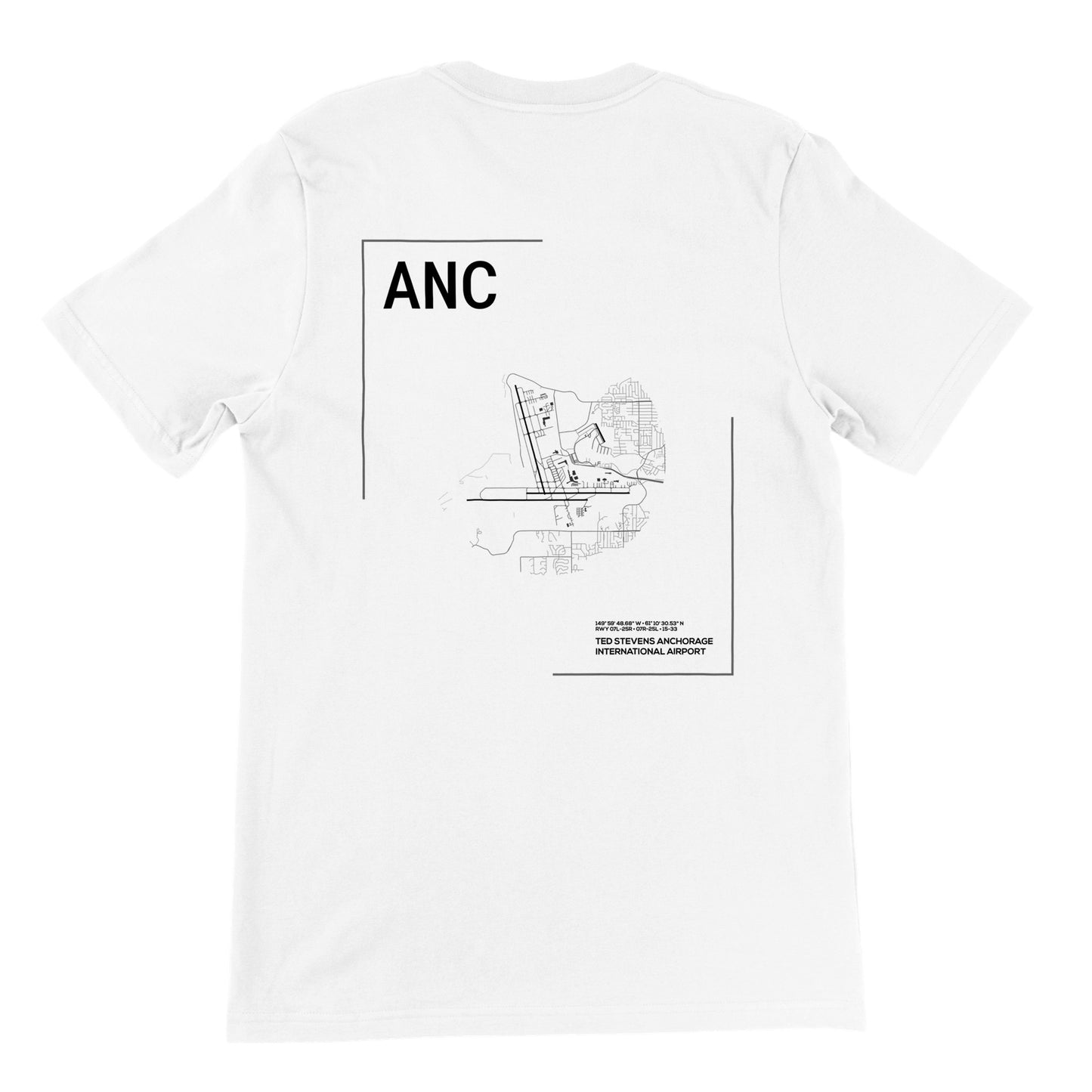 White ANC Airport Diagram T-Shirt Back