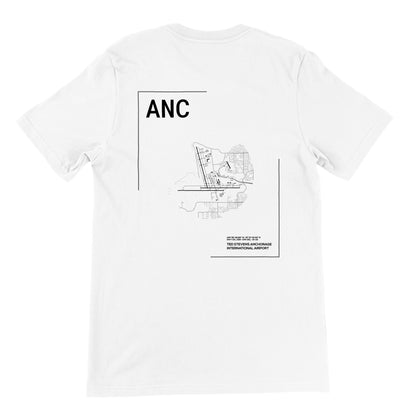 White ANC Airport Diagram T-Shirt Back