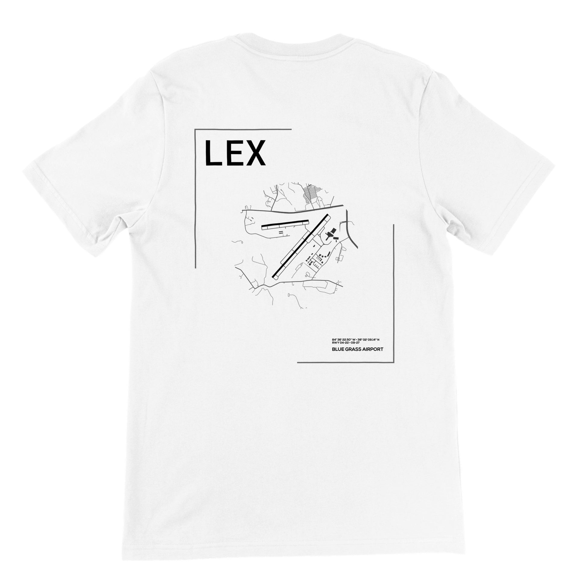 White LEX Airport Diagram T-Shirt Back