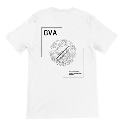 White GVA Airport Diagram T-Shirt Back