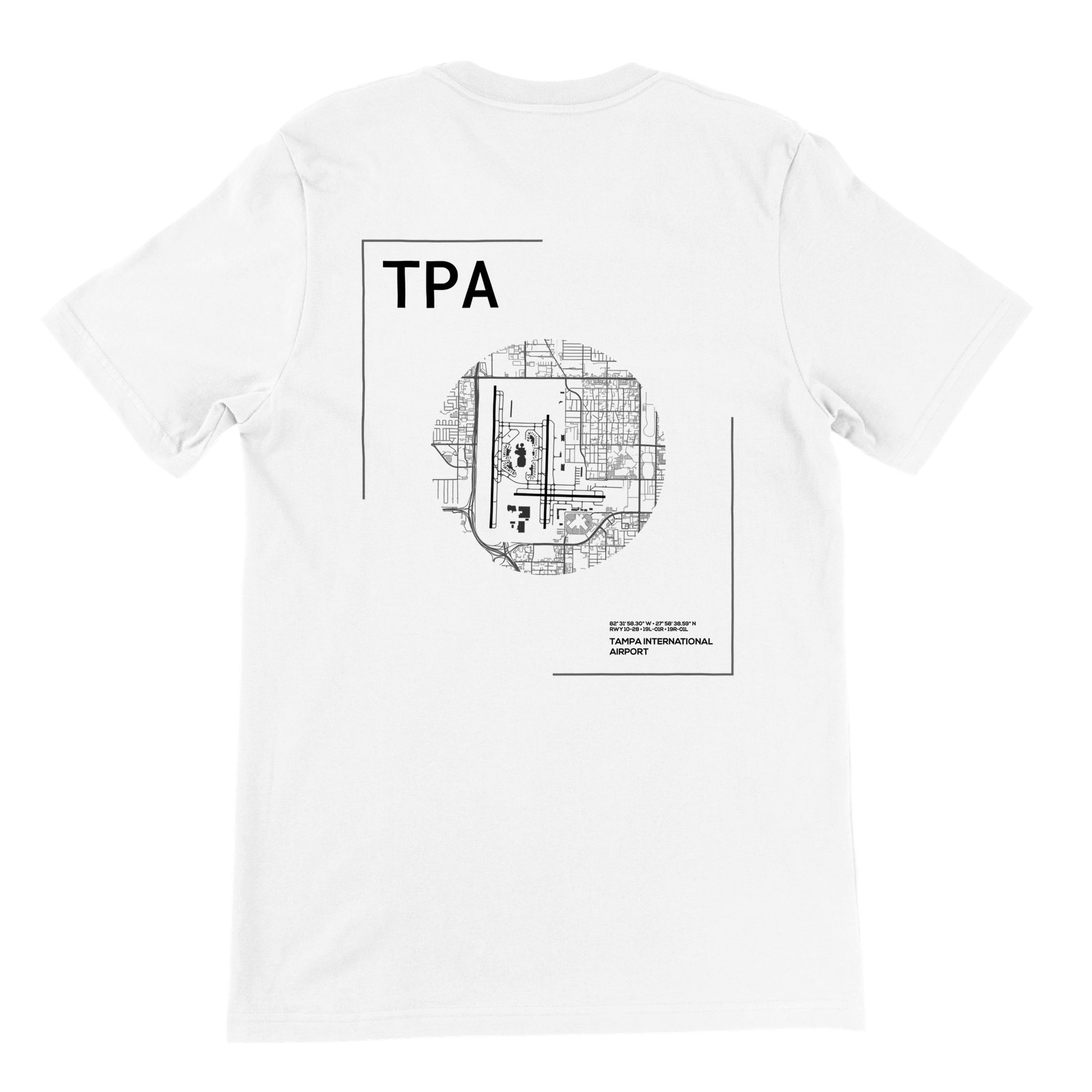 White TPA Airport Diagram T-Shirt Back