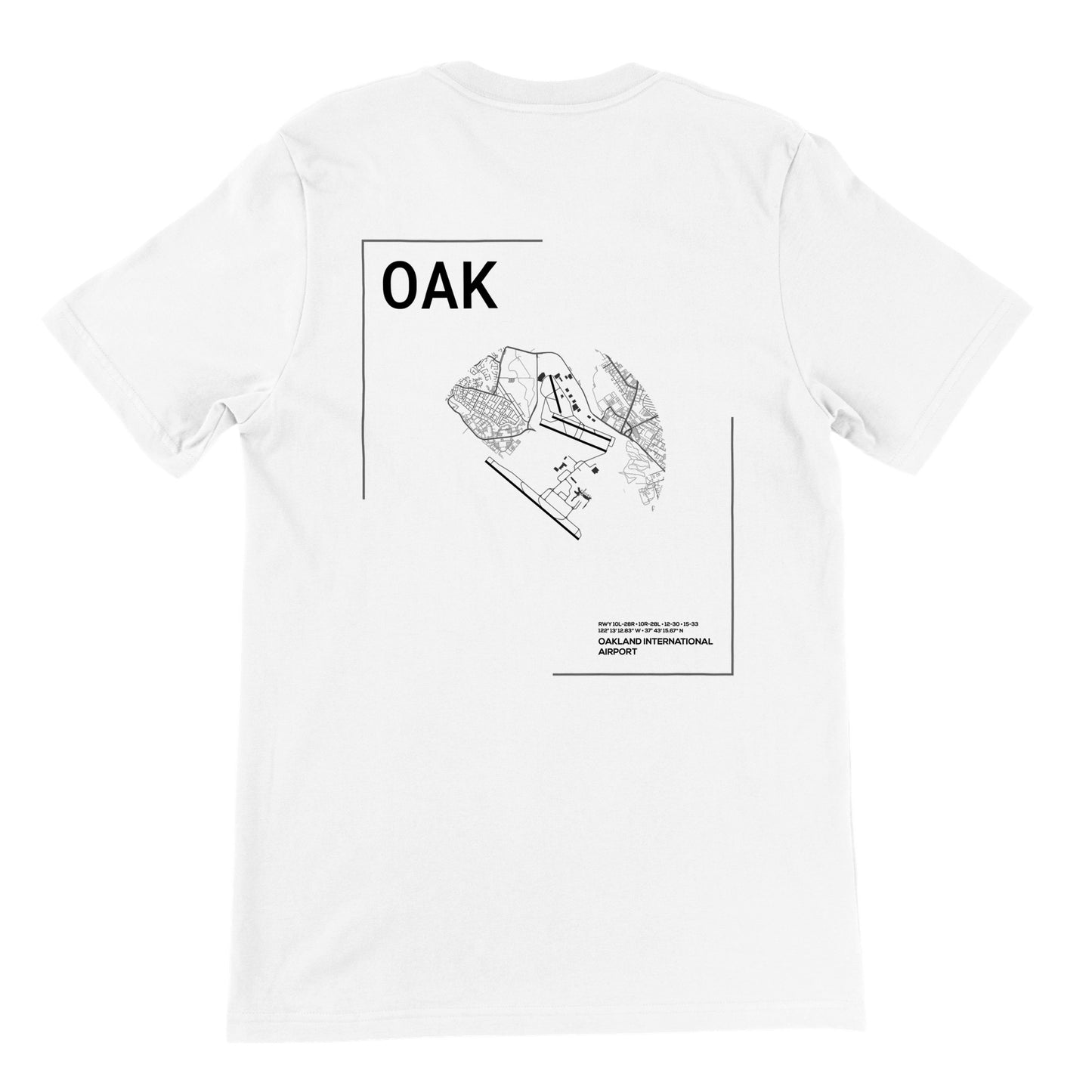White OAK Airport Diagram T-Shirt Back
