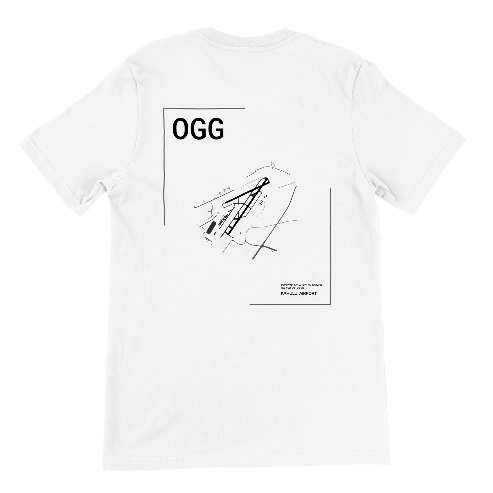 White OGG Airport Diagram T-Shirt Back