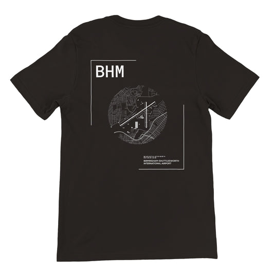 Black BHM Airport Diagram T-Shirt Back