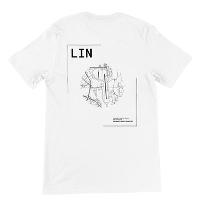 White LIN Airport Diagram T-Shirt Back