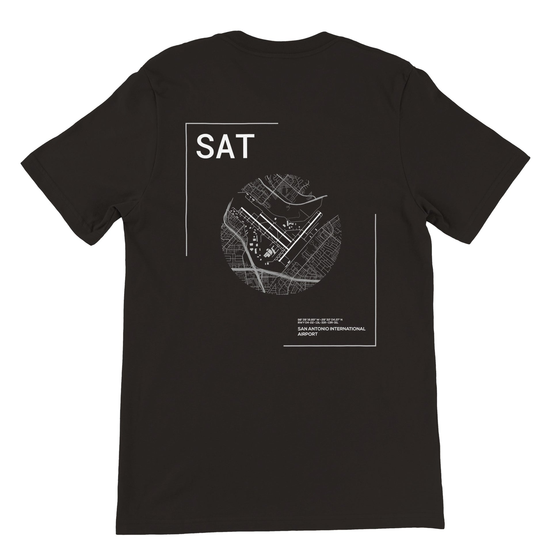 Black SAT Airport Diagram T-Shirt Back