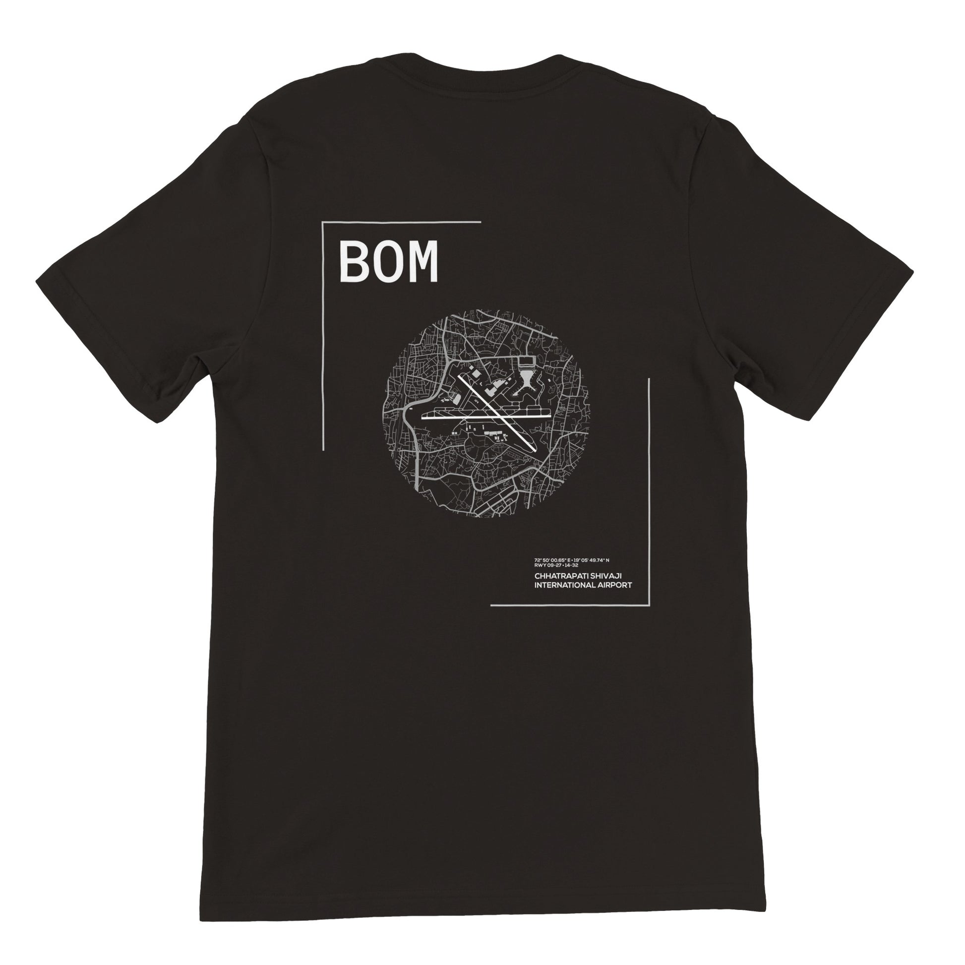 Black BOM Airport Diagram T-Shirt Back