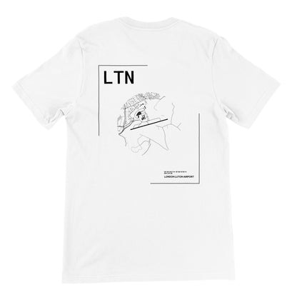 White LTN Airport Diagram T-Shirt Back
