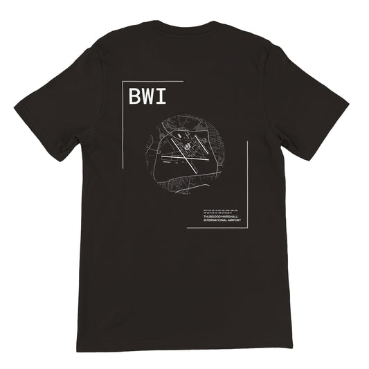 Black BWI Airport Diagram T-Shirt Back
