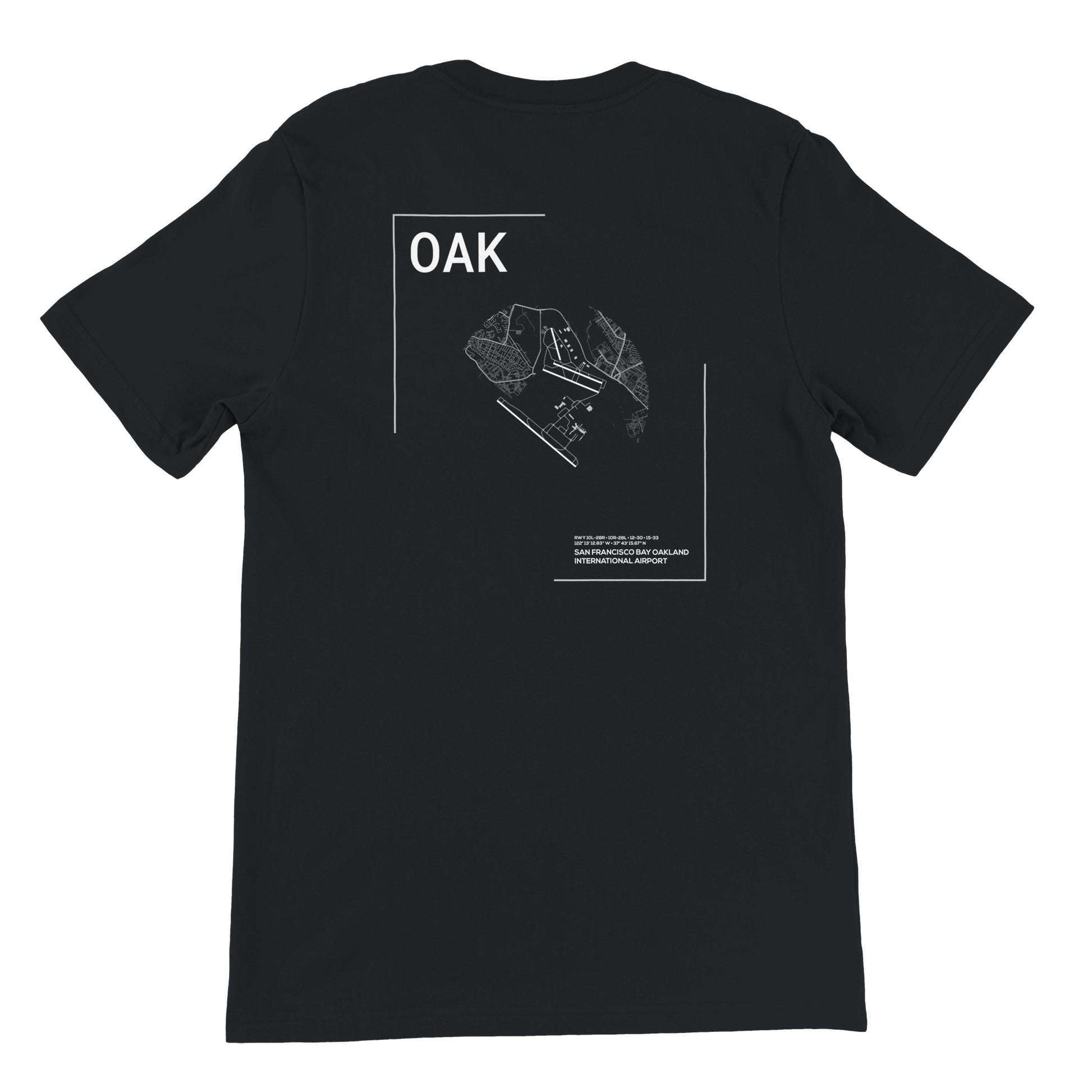Black OAK Airport Diagram T-Shirt Back