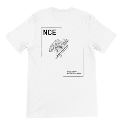 White NCE Airport Diagram T-Shirt Back
