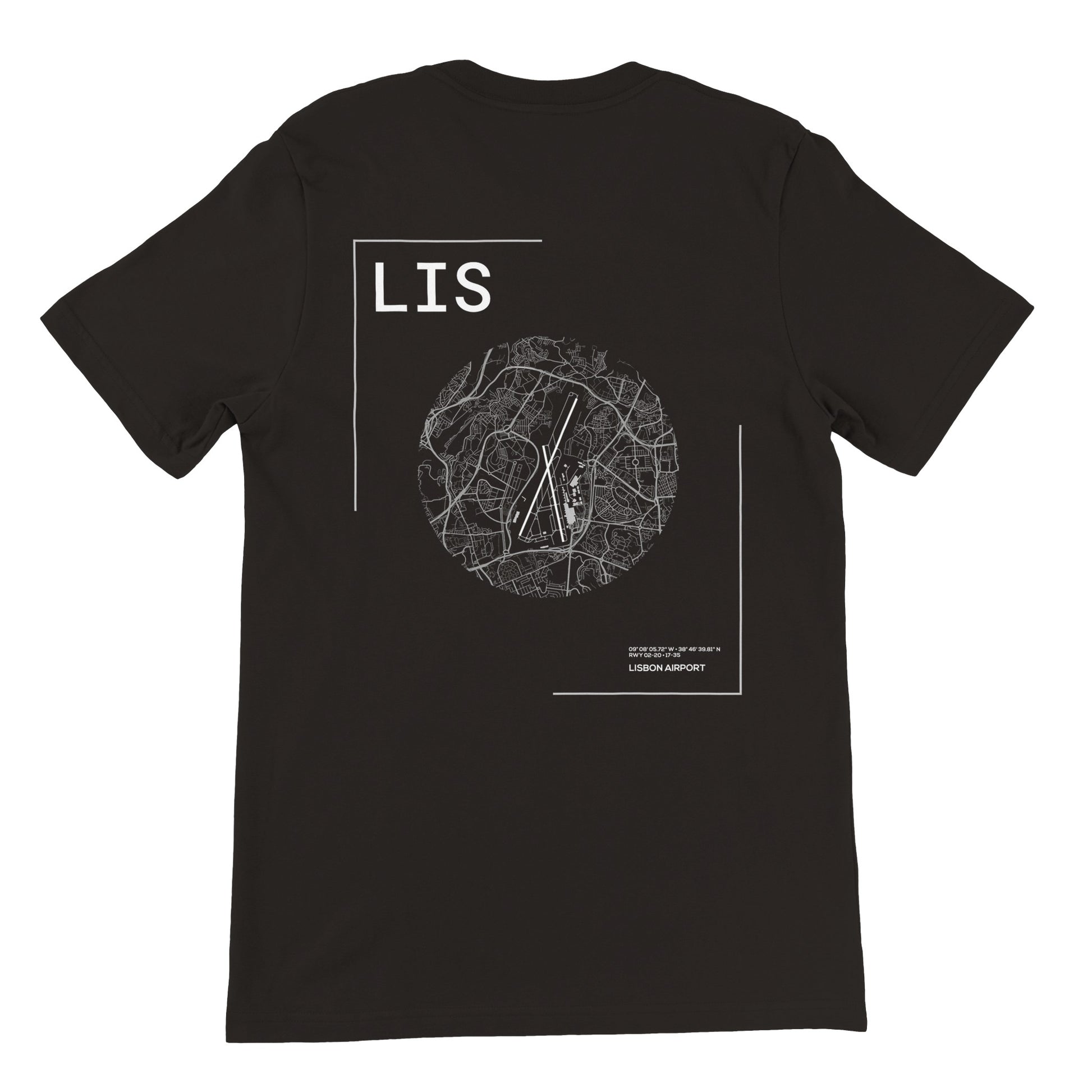 Black LIS Airport Diagram T-Shirt Back