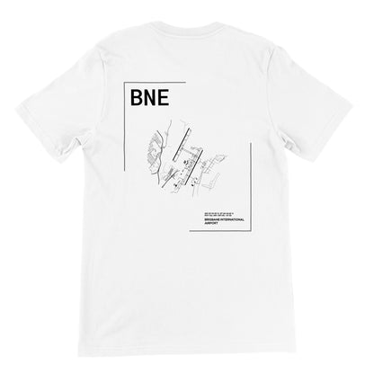 White BNE Airport Diagram T-Shirt Back