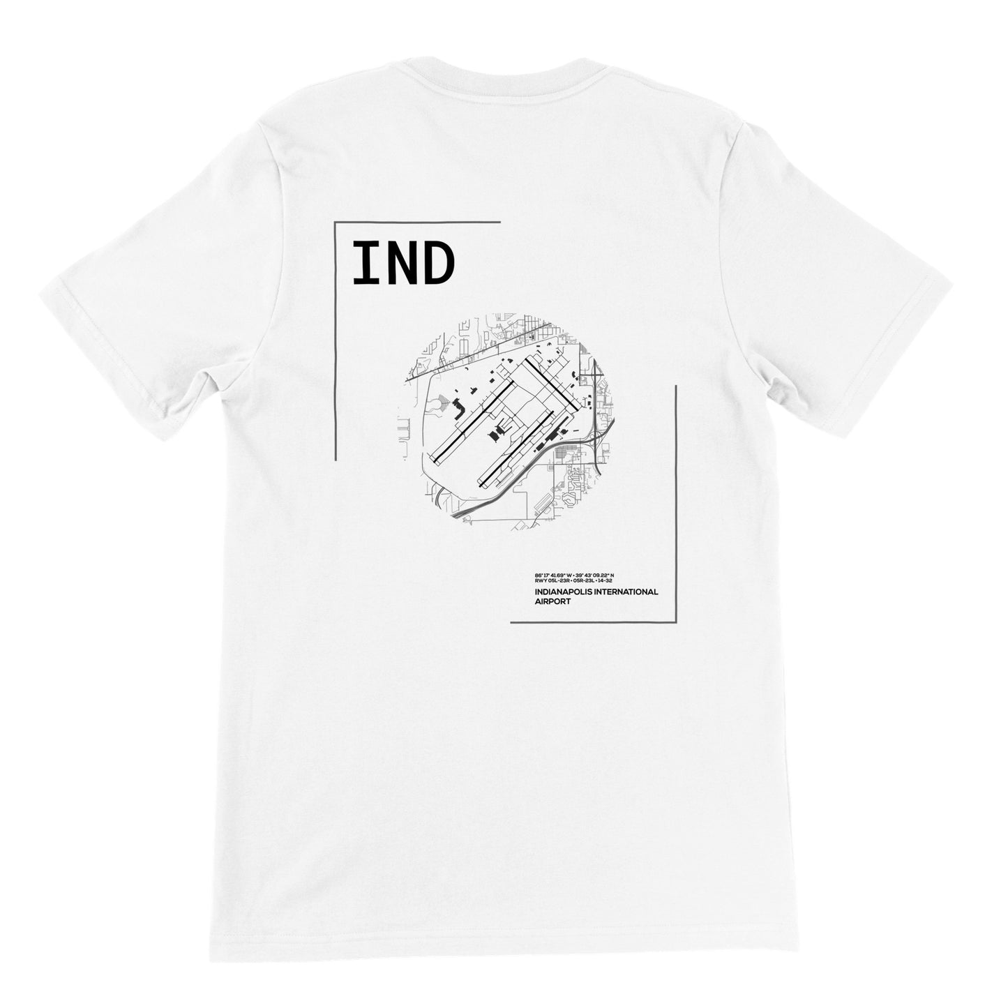 White IND Airport Diagram T-Shirt Back