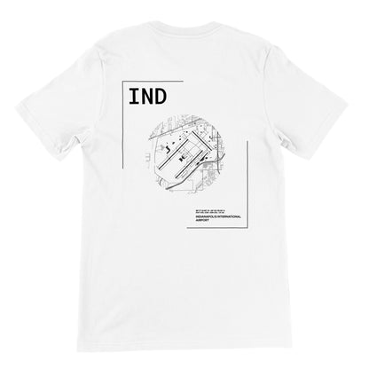 White IND Airport Diagram T-Shirt Back
