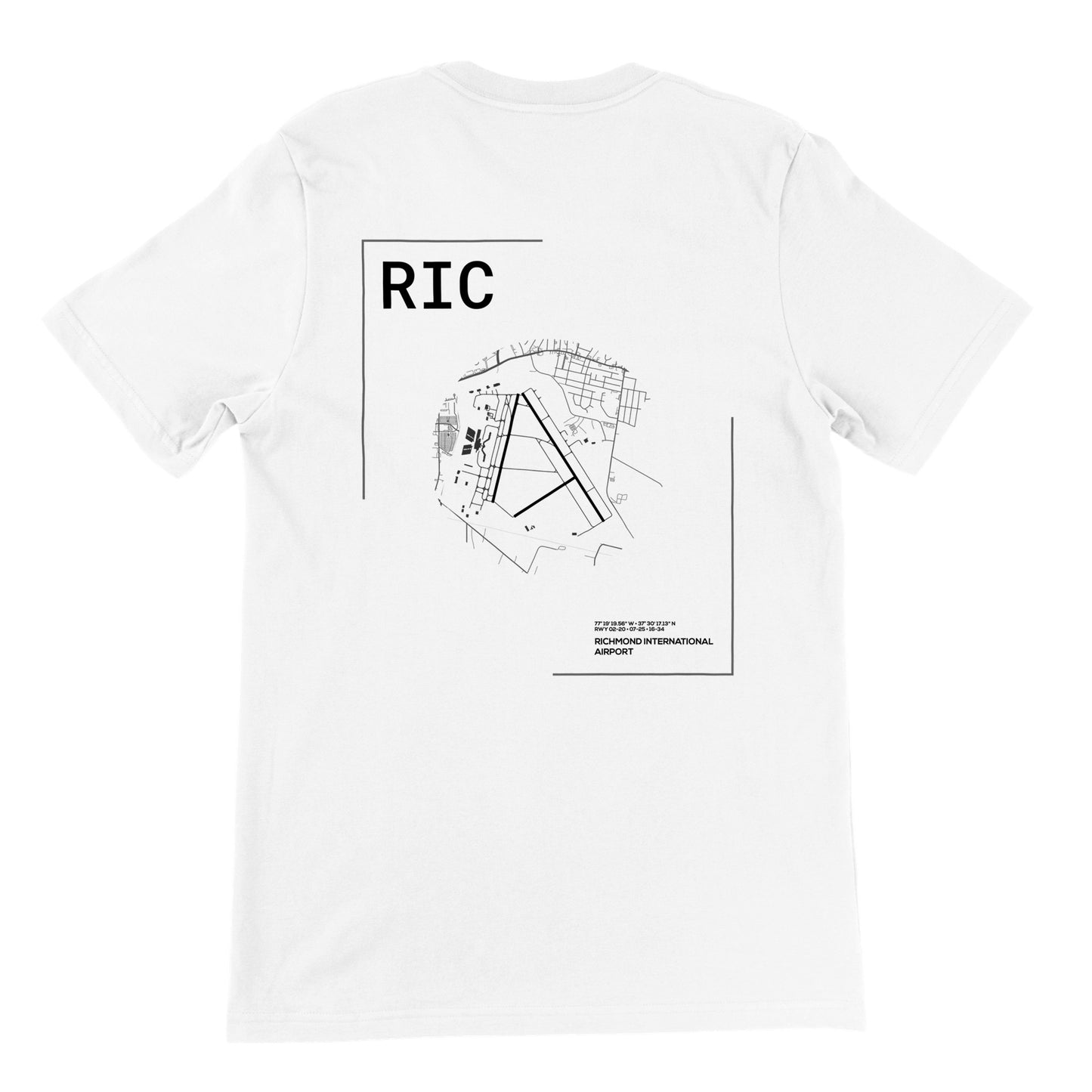 White RIC Airport Diagram T-Shirt Back