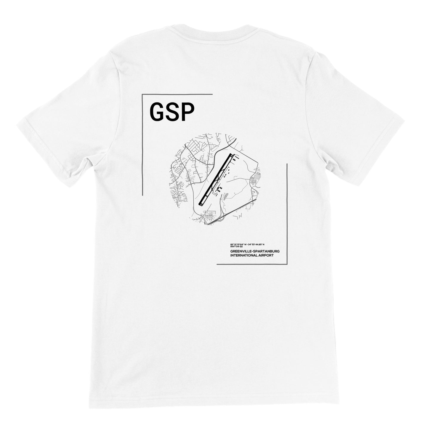 White GSP Airport Diagram T-Shirt Back
