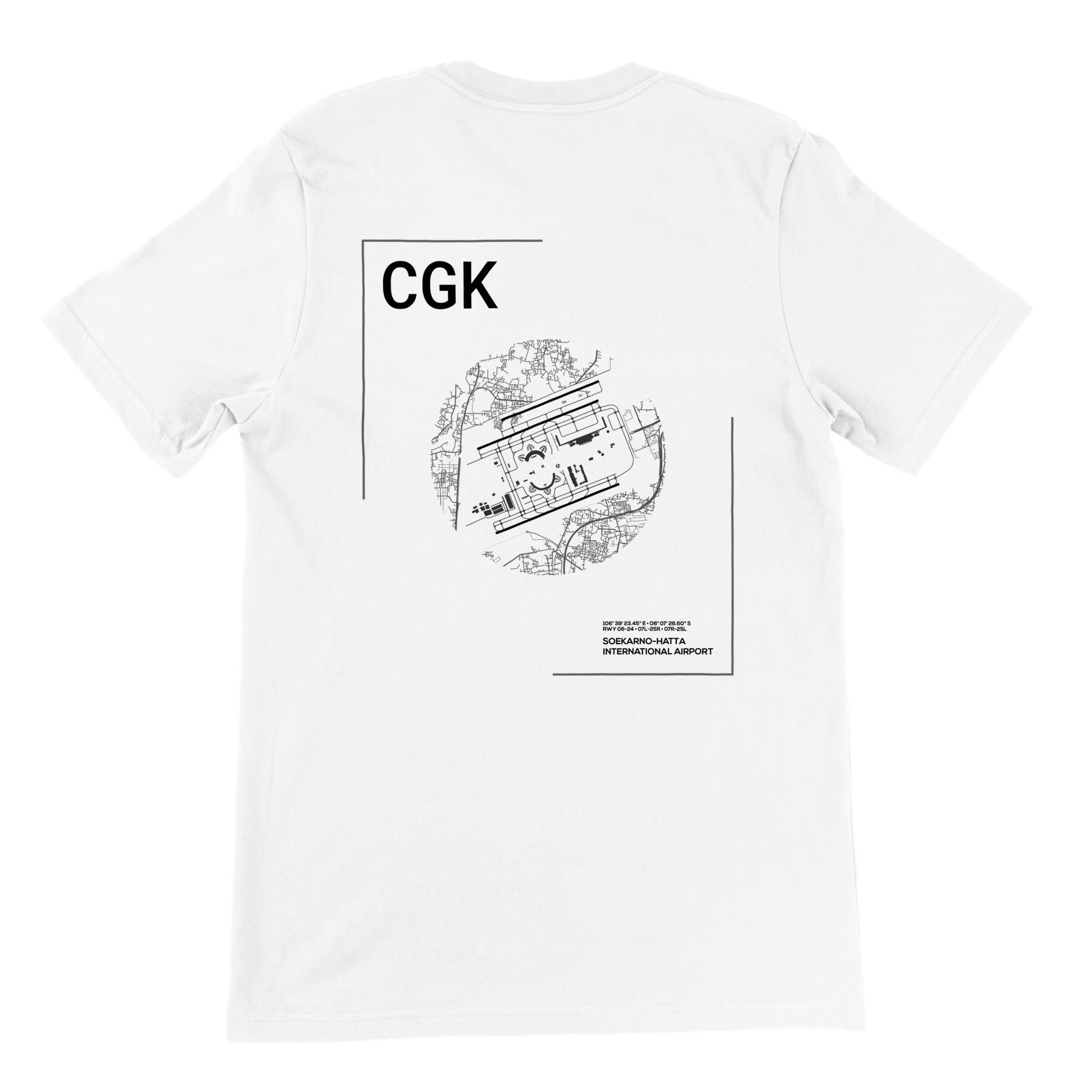 White CGK Airport Diagram T-Shirt Back