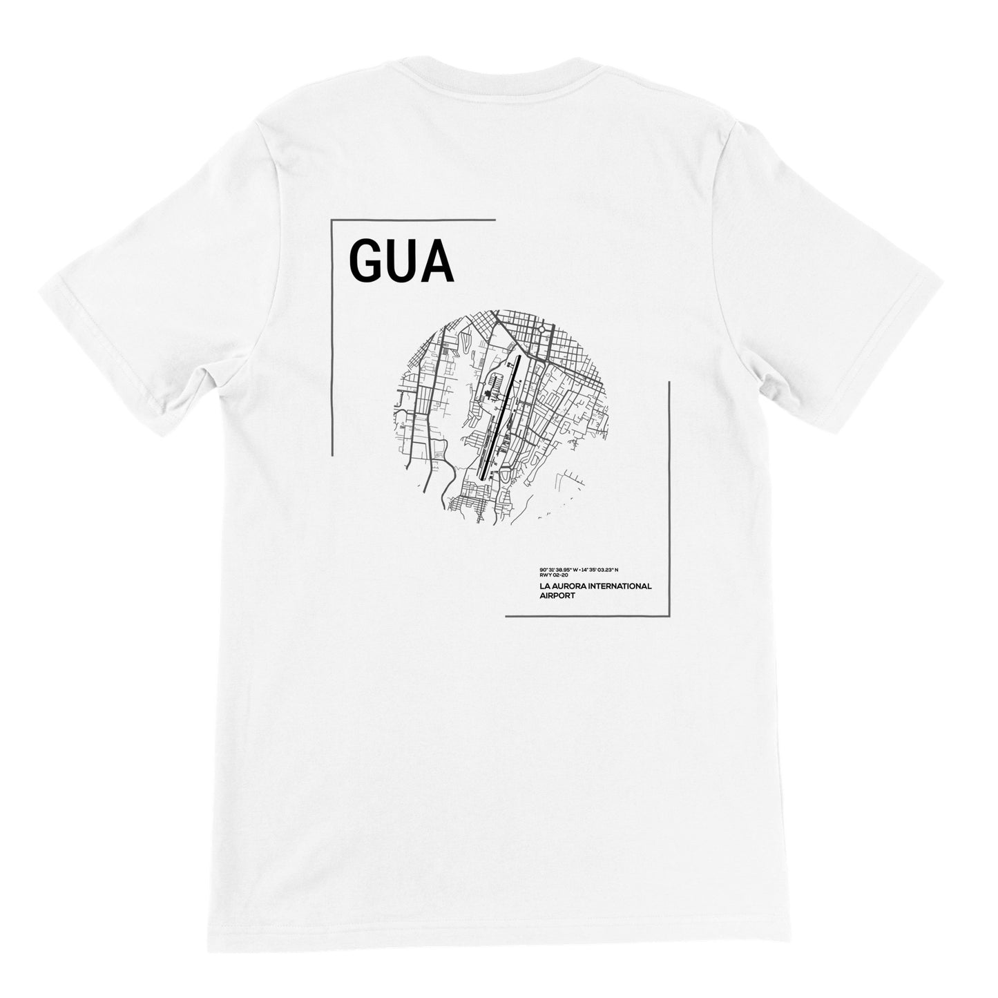White GUA Airport Diagram T-Shirt Back