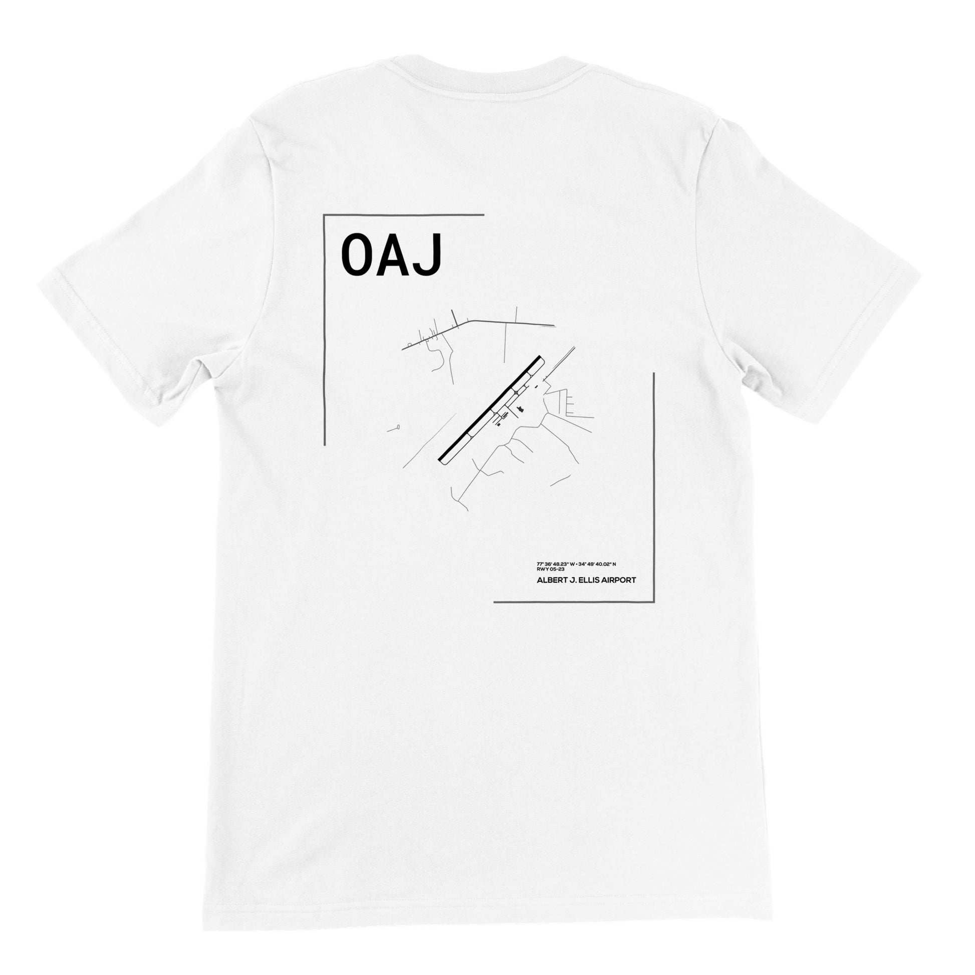 White OAJ Airport Diagram T-Shirt Back