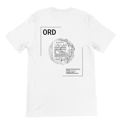 White ORD Airport Diagram T-Shirt Back