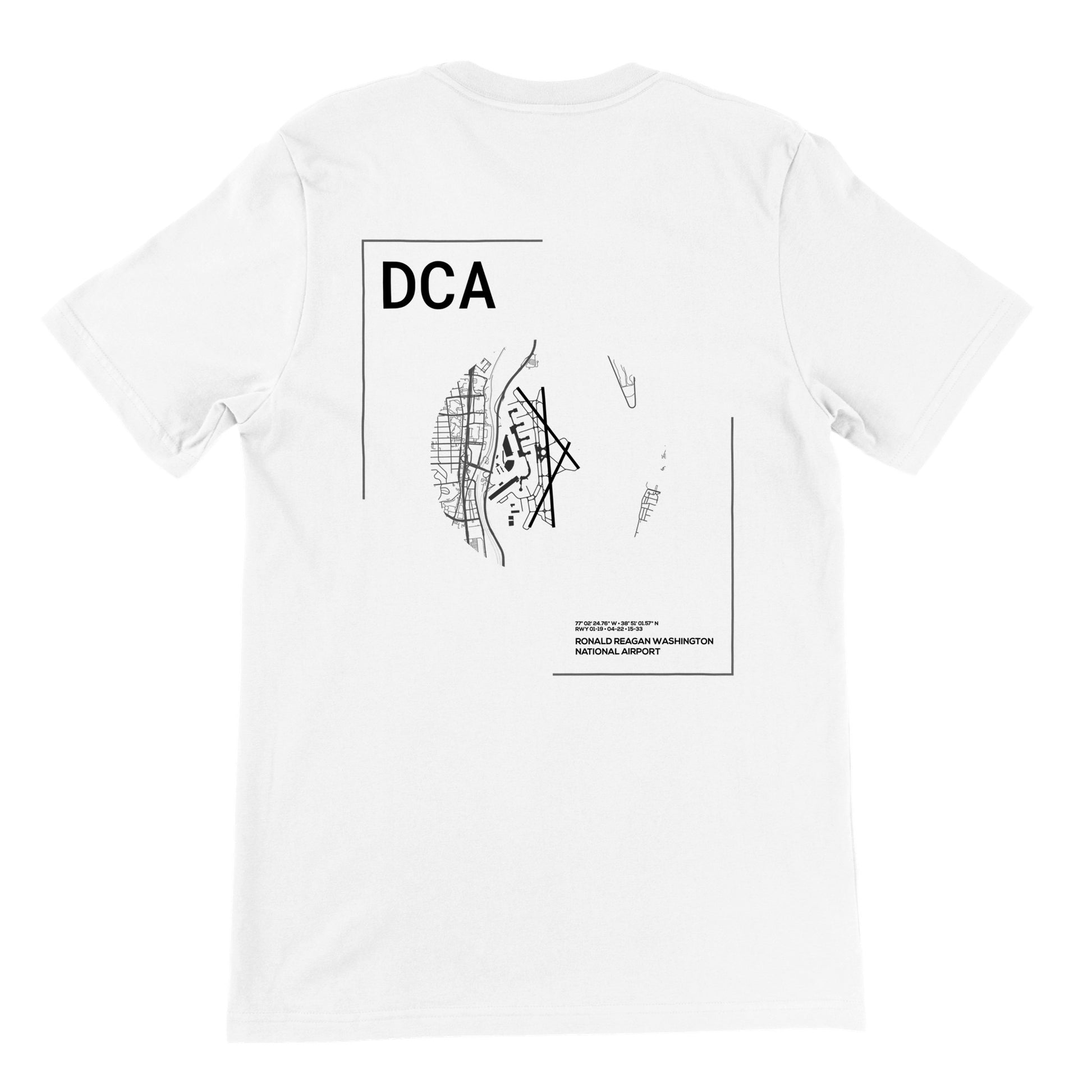 White DCA Airport Diagram T-Shirt Back