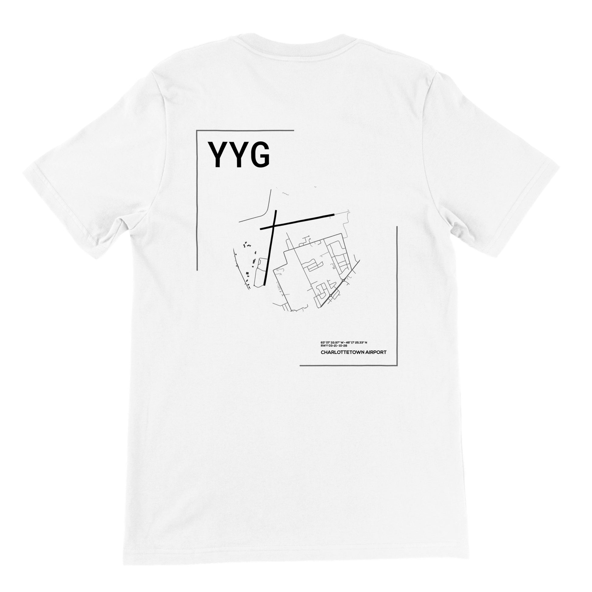 White YYG Airport Diagram T-Shirt Back