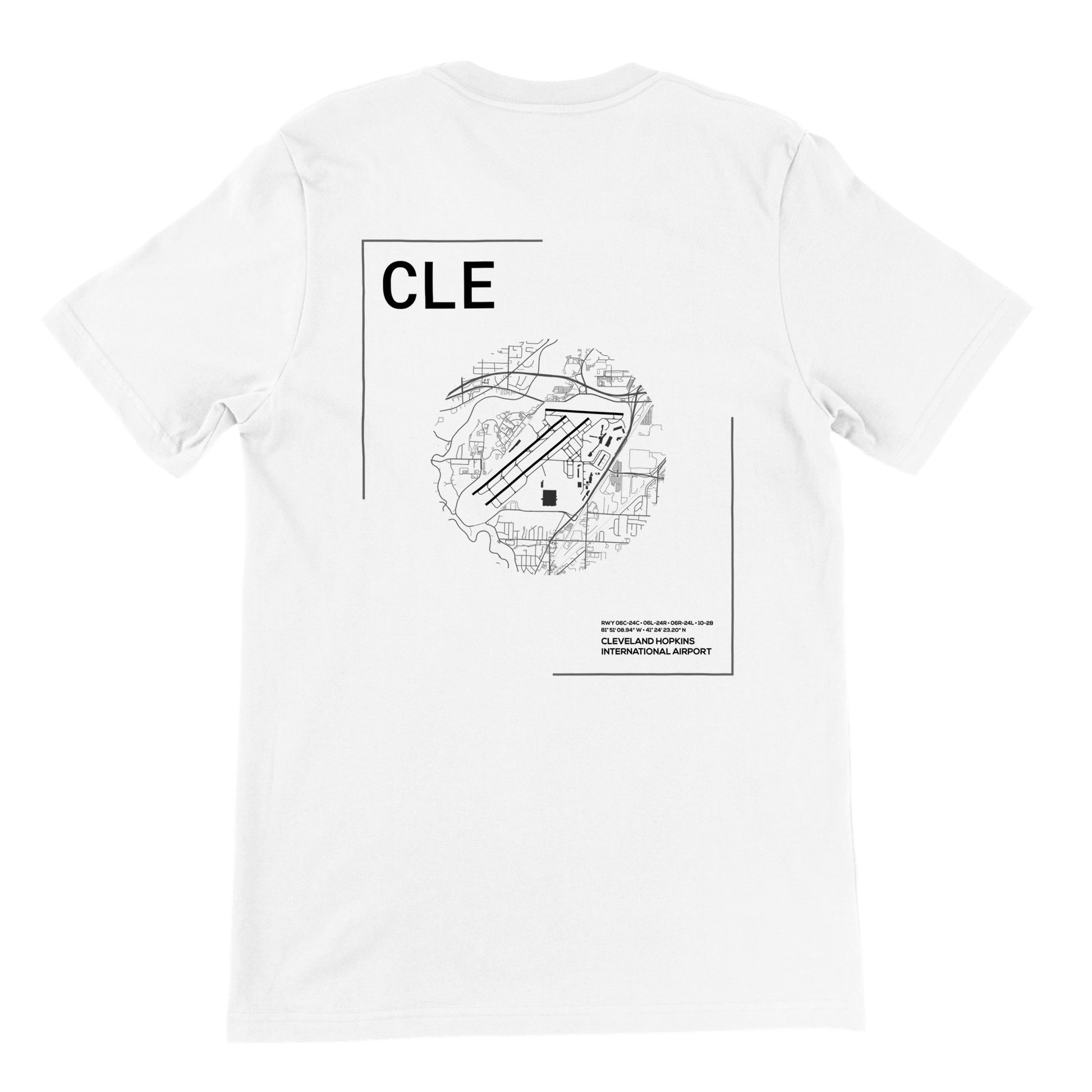 White CLE Airport Diagram T-Shirt Back