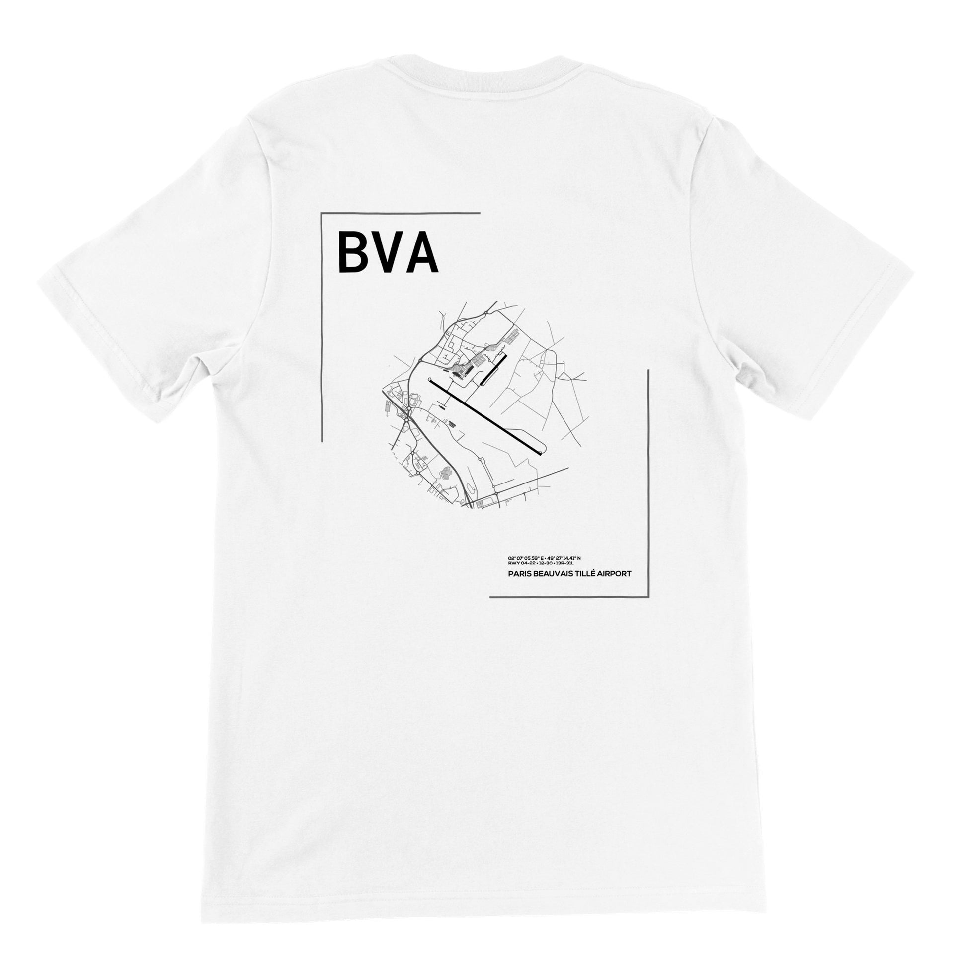 White BVA Airport Diagram T-Shirt Back