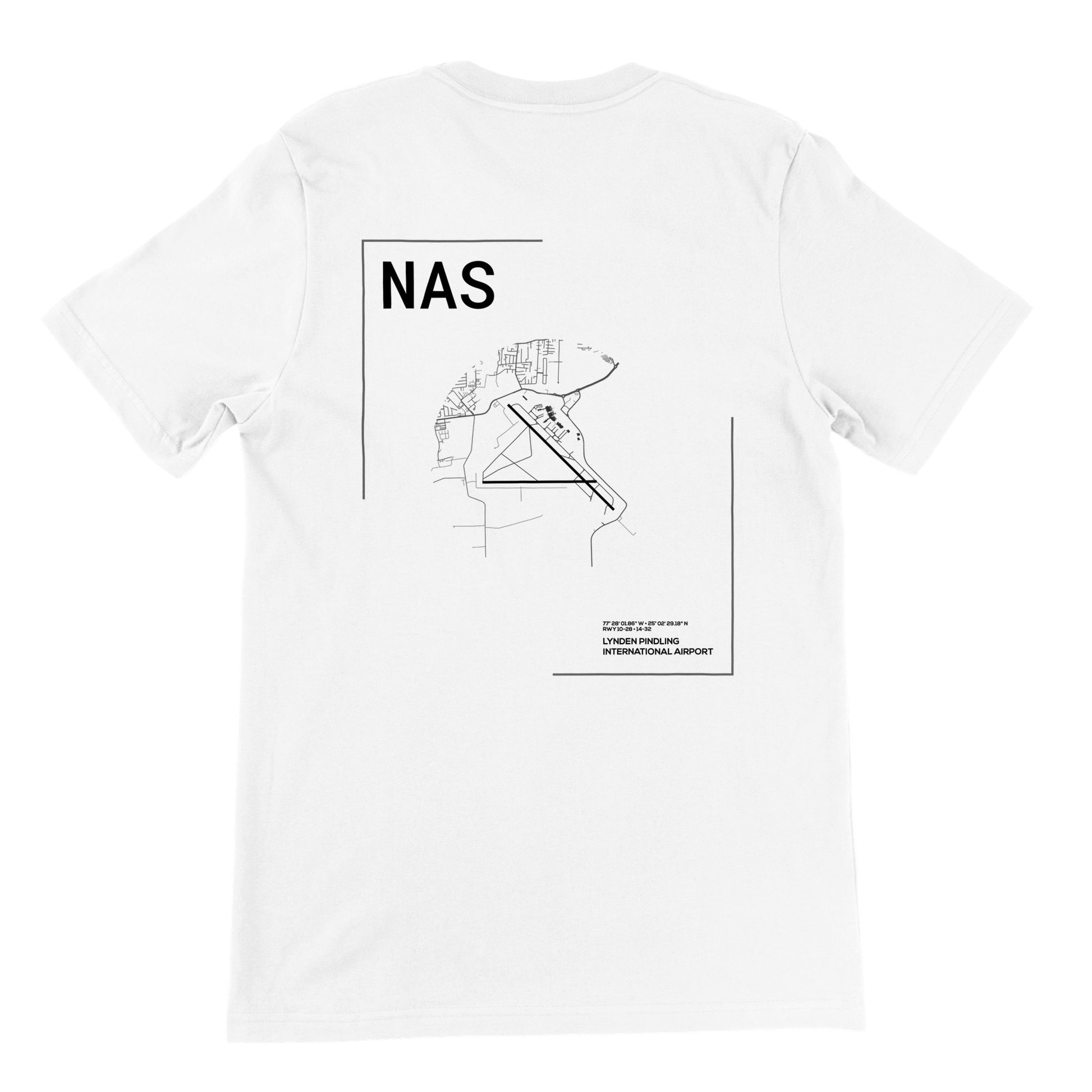 White NAS Airport Diagram T-Shirt Back