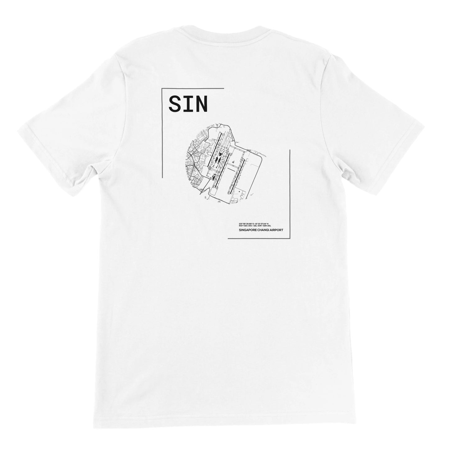 White SIN Airport Diagram T-Shirt Back