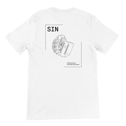 White SIN Airport Diagram T-Shirt Back