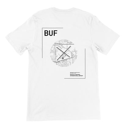 White BUF Airport Diagram T-Shirt Back