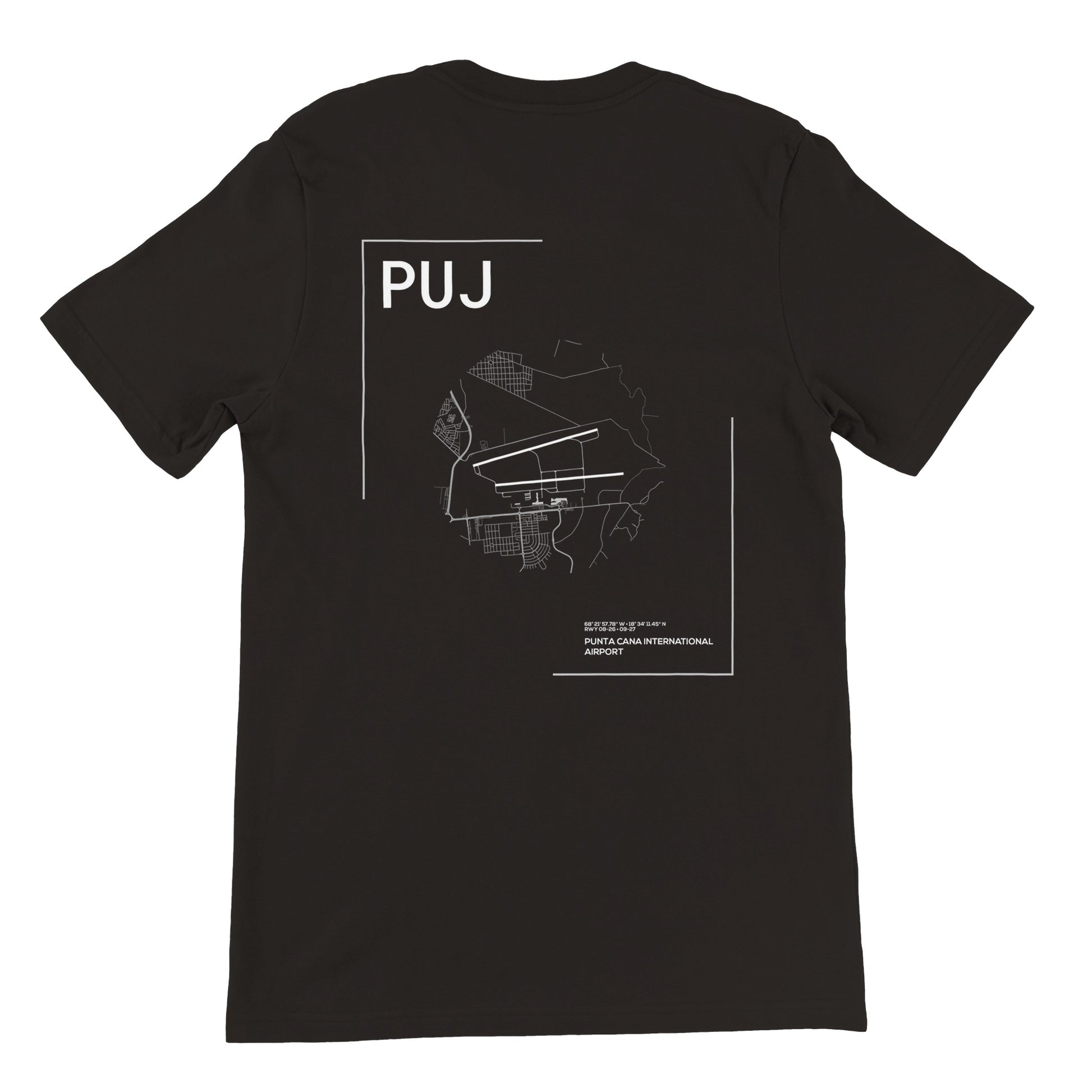 Black PUJ Airport Diagram T-Shirt Back