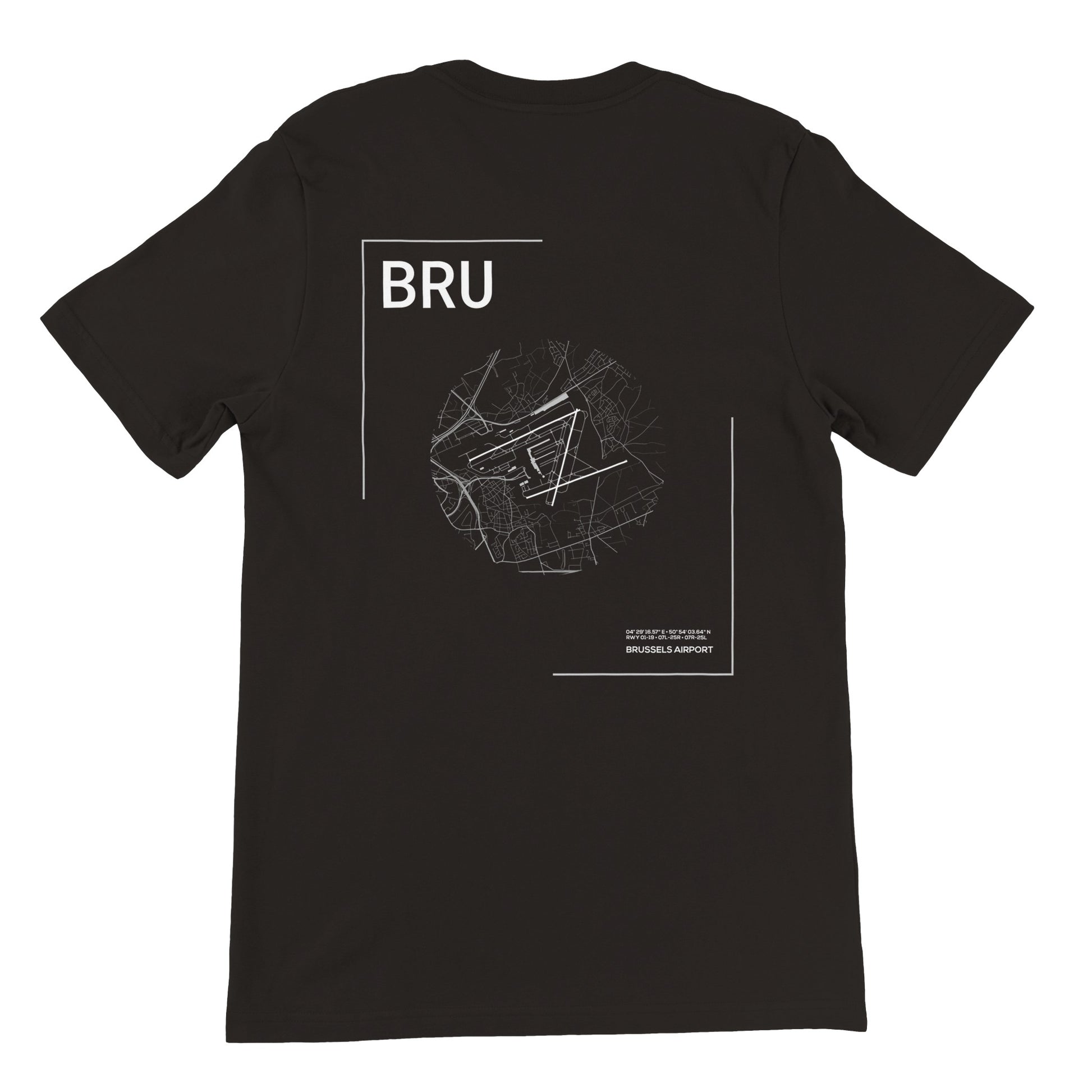 Black BRU Airport Diagram T-Shirt Back