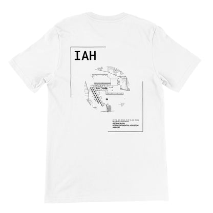 White IAH Airport Diagram T-Shirt Back