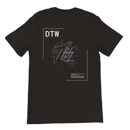 Black DTW Airport Diagram T-Shirt Back