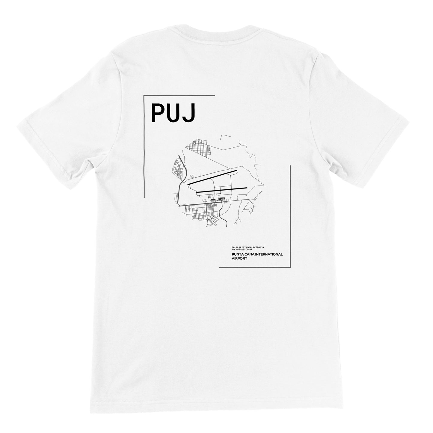 White PUJ Airport Diagram T-Shirt Back