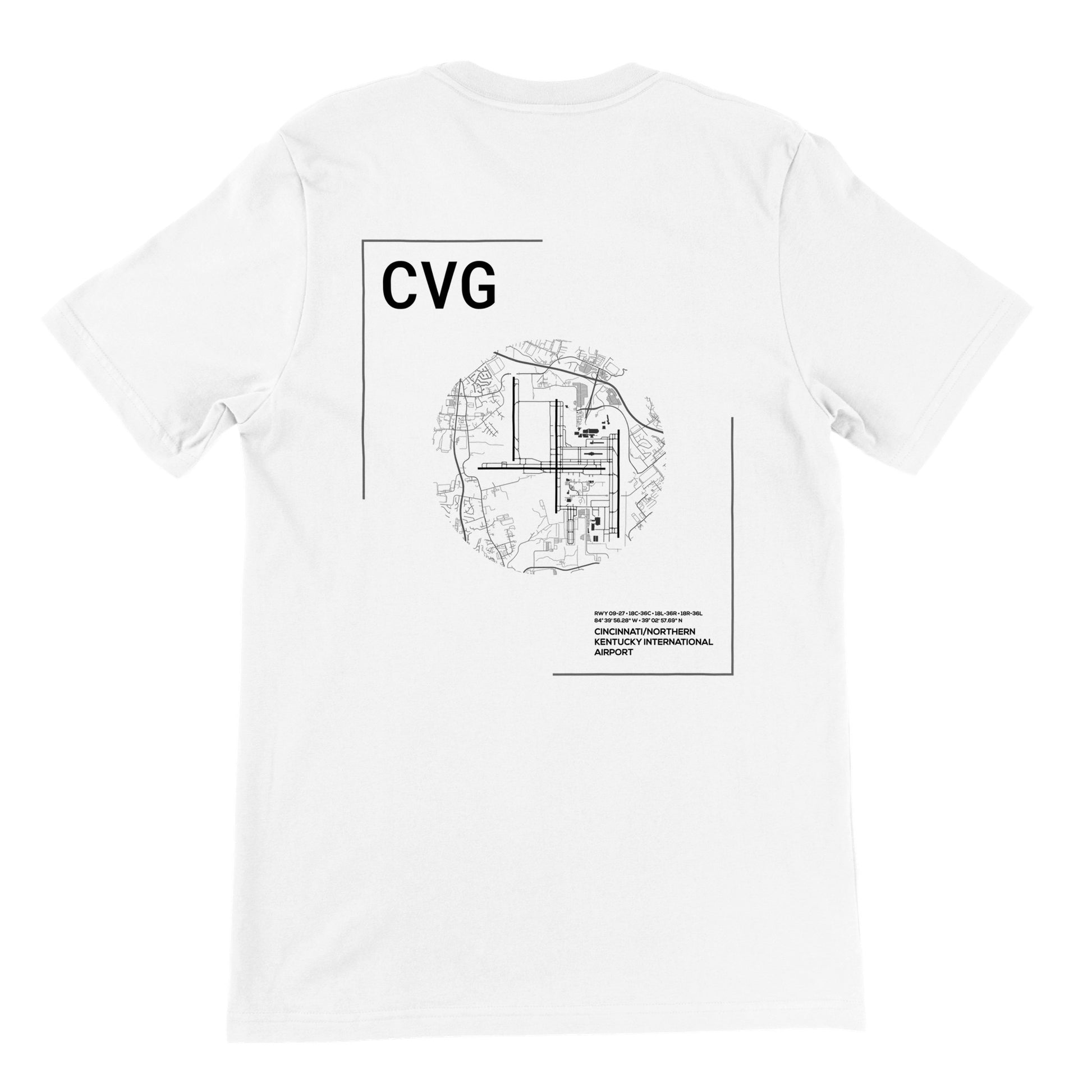 White CVG Airport Diagram T-Shirt Back
